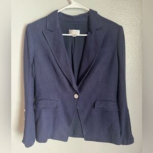 Tahari Levine Navy Blue Linen Blend Blazer Size 6